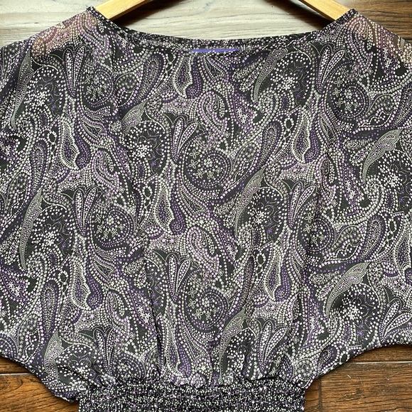 Miley Cyrus x Max Azaria paisley elastic waist dolman peplum purple black - Picture 3 of 8